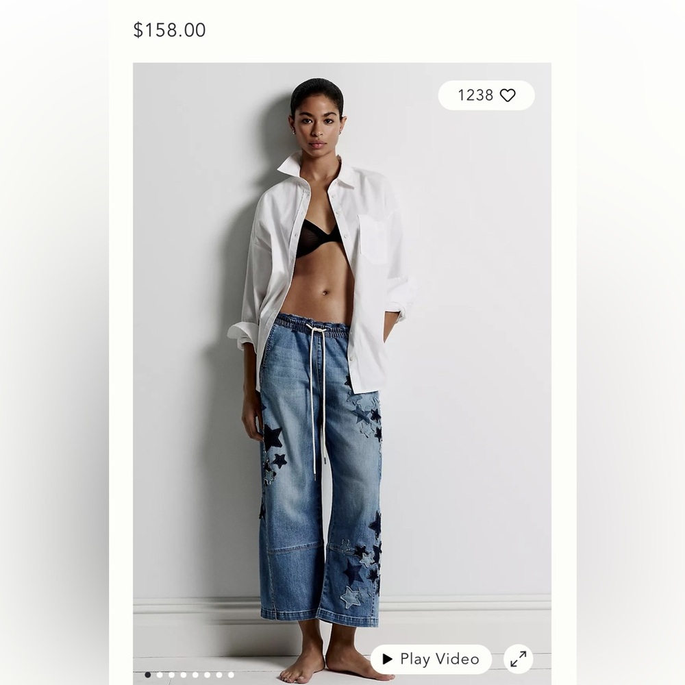 Pilcro Izzy Relaxed barrel pull on jeans with Stars